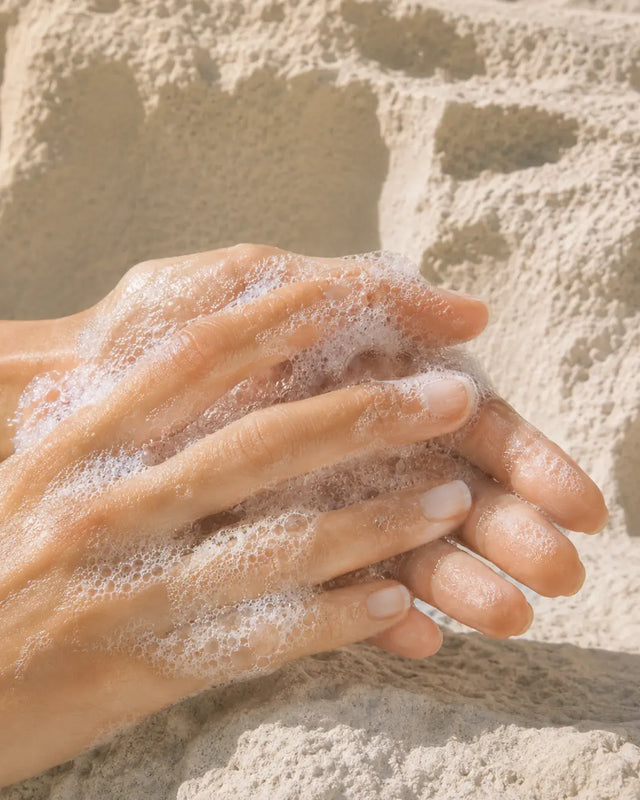 Olive & Foam Hand Wash texture showing conditioning lather formula