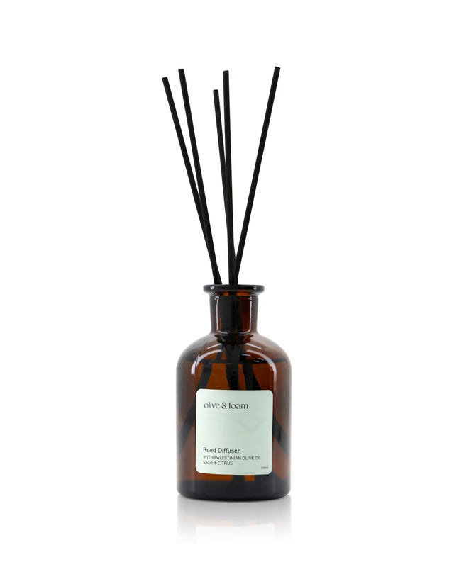 Olive & Foam Reed Diffuser Sage & Citrus 100ml home fragrance with Palestinian olive oil