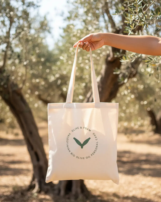 Olive & Foam tote bag lifestyle shot