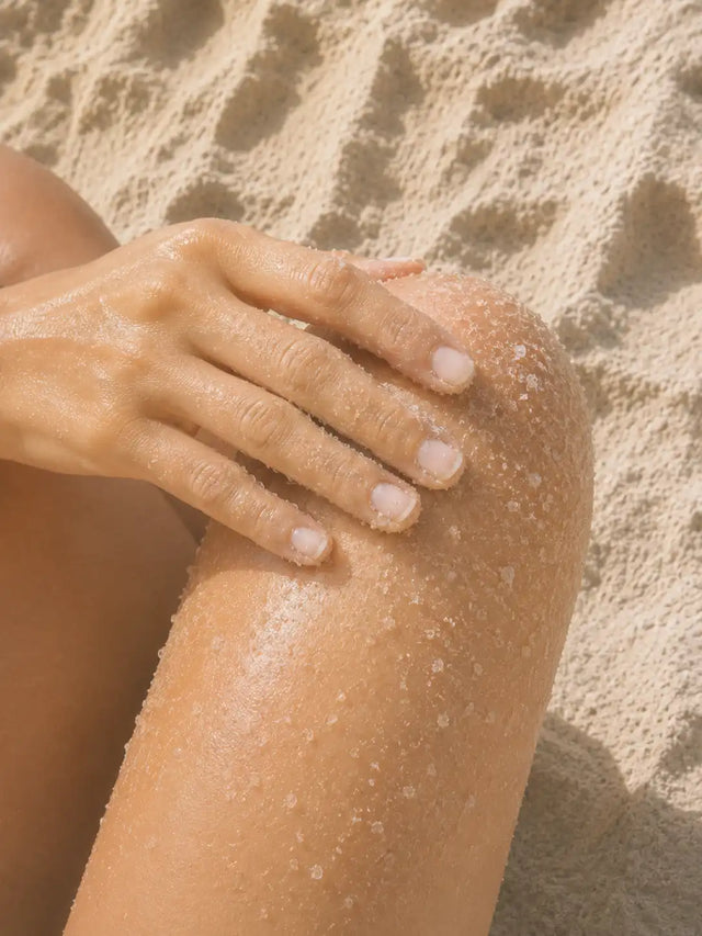 Olive & Foam Body Scrub close-up — mineral sea salt and olive oil formula