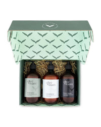 Olive & Foam Shower Set Sage & Citrus gift box with shampoo conditioner and body wash